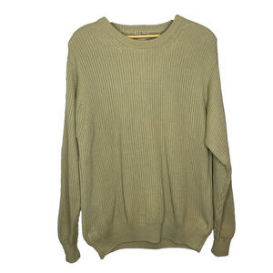 Men's Large L.L.Bean Beige Crewneck Cotton Shaker Knit Pullover Sweater